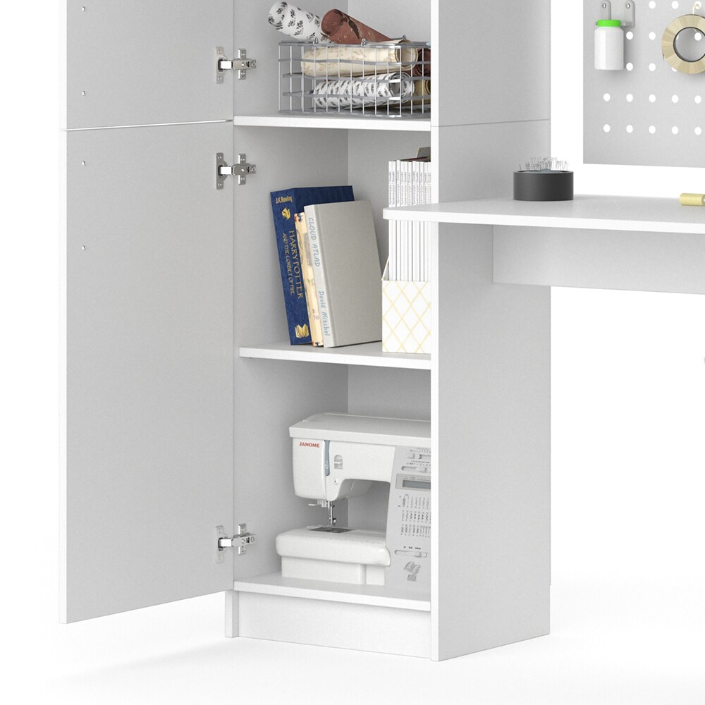 Vicco Arbeitstisch Schreibtisch Schminktisch Tessa weiß Basteltisch mit Schrank
