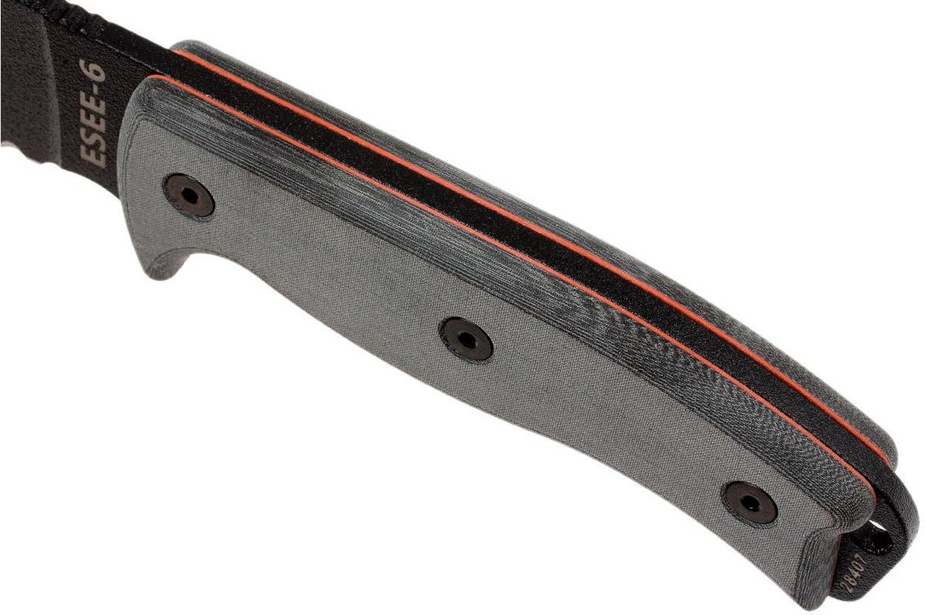 ESEE Model 6 Serrated 6S survivalmes met bruine schede   riemclip