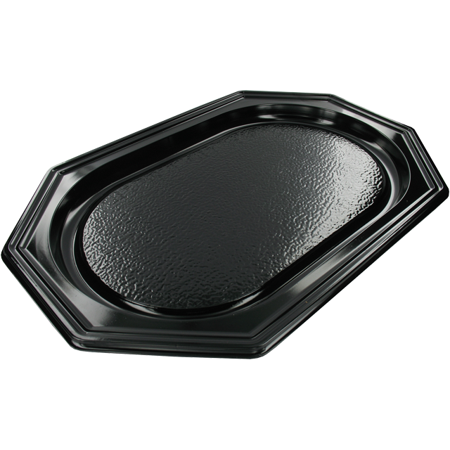 Schaal, cateringschaal, gerecycled PET, 8-hoekig, 550x335x25mm, zwart