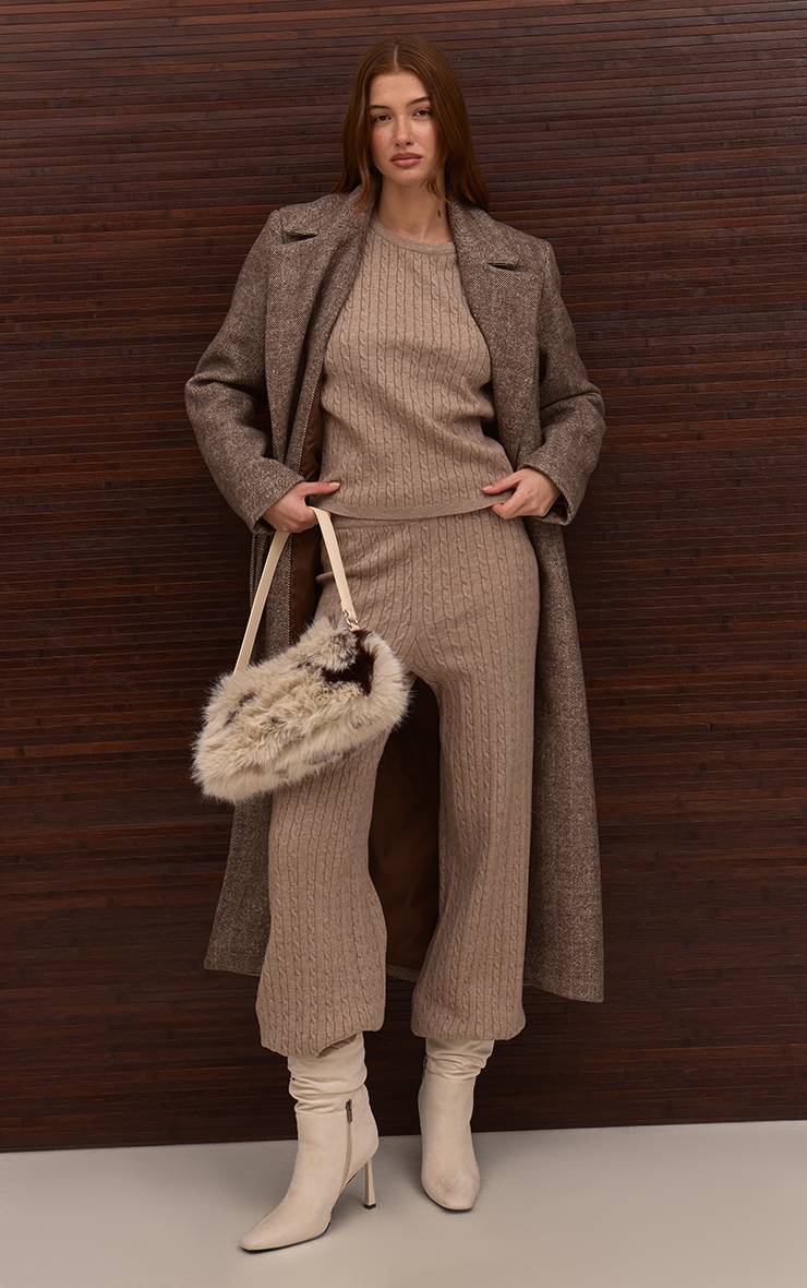Gris Pierre Synthétiquell Oversize En Maille Torsadée Baby Cable Chocolat