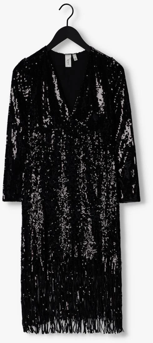 Y.A.S. zwarte y.a.s. midi jurk yasflapper 7/8 sequin dress