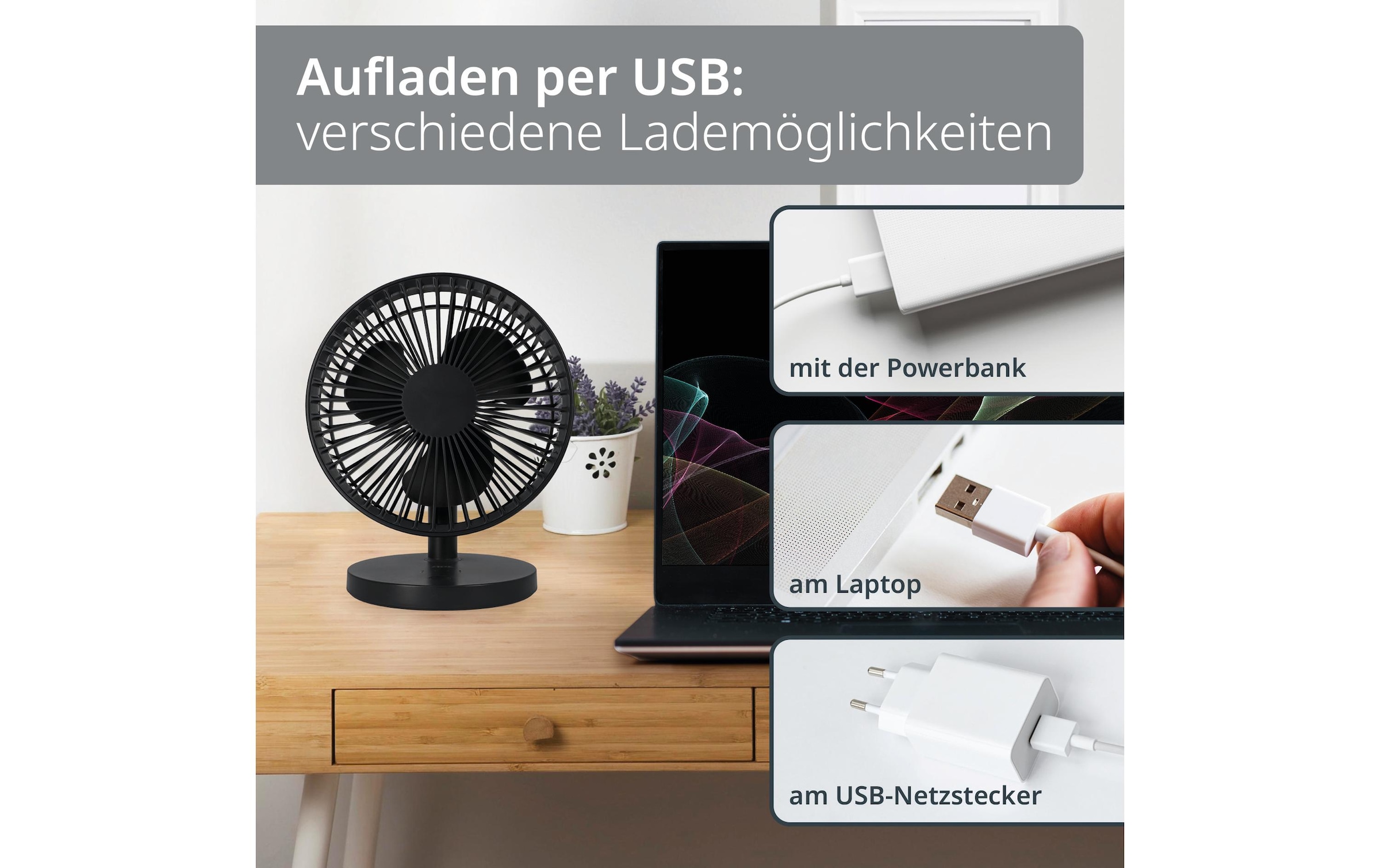 ADE Tischventilator »kabellos«