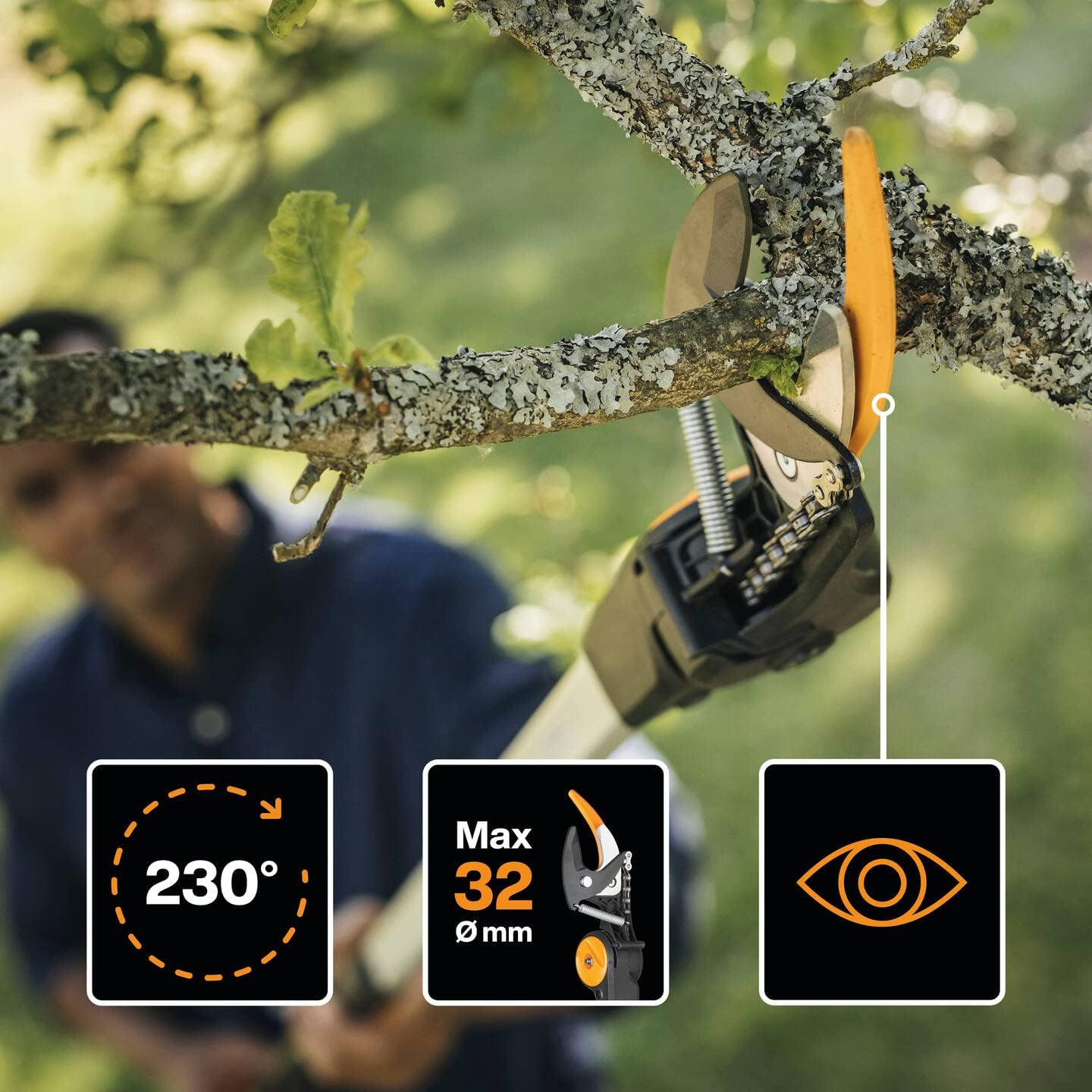 Fiskars Schneidgiraffen-Set, 2-teilig, Bypass Teleskop-Schneidgiraffe UPX86 (Länge 2,4 – 4 m) und Baumsäge für Bypass Teleskop-Schneidgiraffe UPX86 und UPX82 (Länge: 46 cm), 1077330
