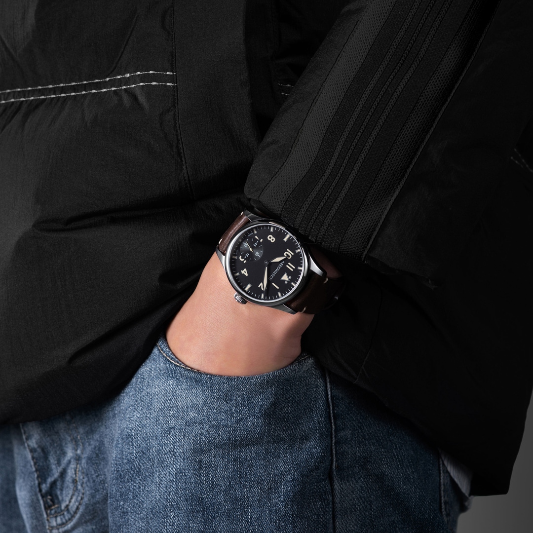 Aerowatch Renaissance Big Mechanical Petite Seconde Leder Braun
