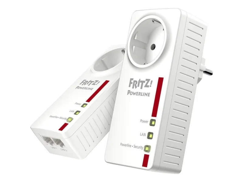 AVM FRITZ!Powerline 1220E - Powerline-adaptersæt 1GbE, HomePlug AV (HPAV) 2.0, IEEE 1901 - kan sluttes til vægstik (pakke med 2)