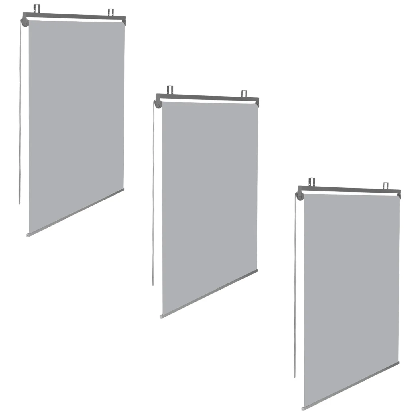Lot de 3 stores enrouleurs L.124 x H. 225 CM pour pergola gris clair