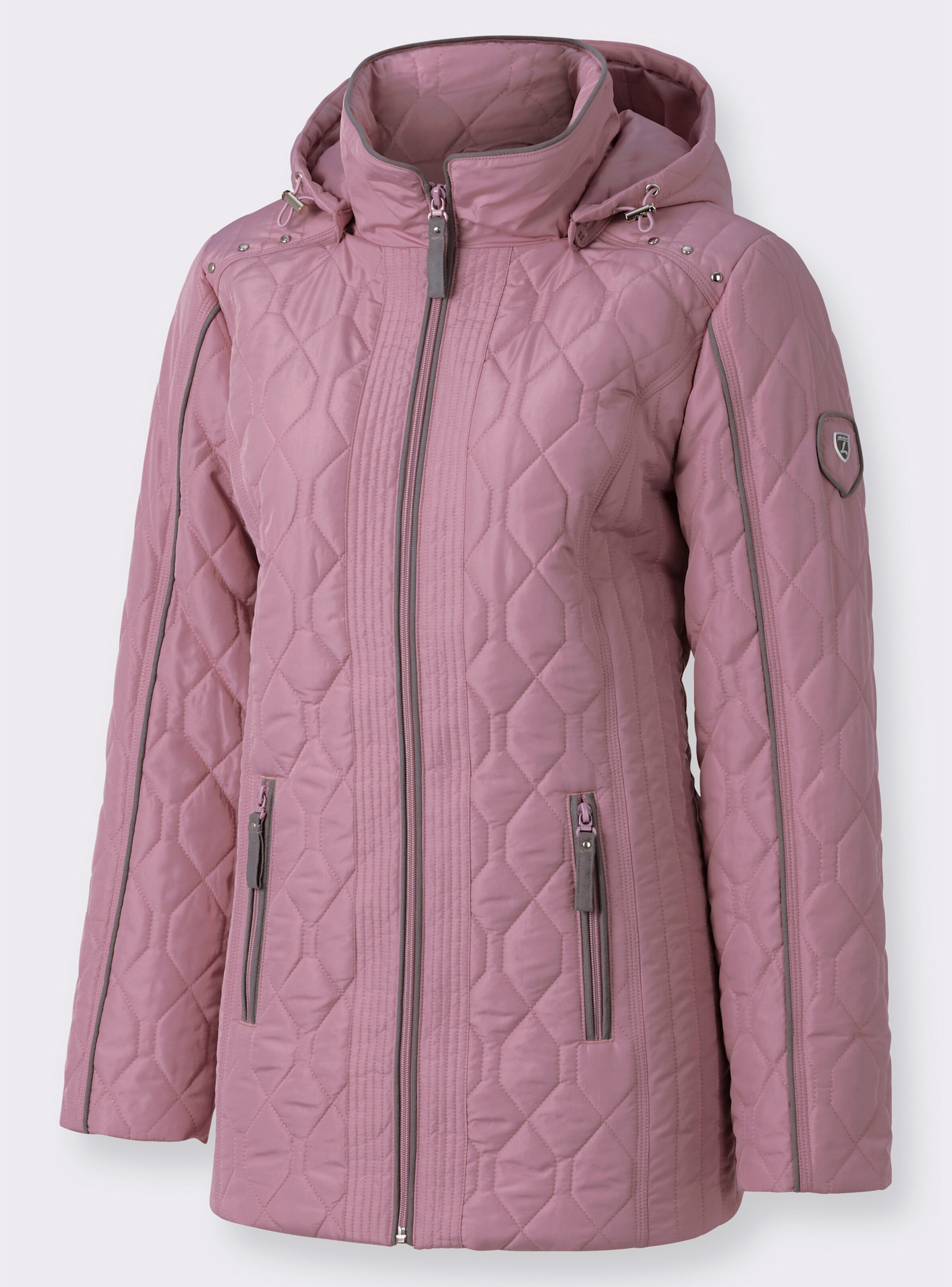 Steppjacke mit Kapuze, weitenregulierbar