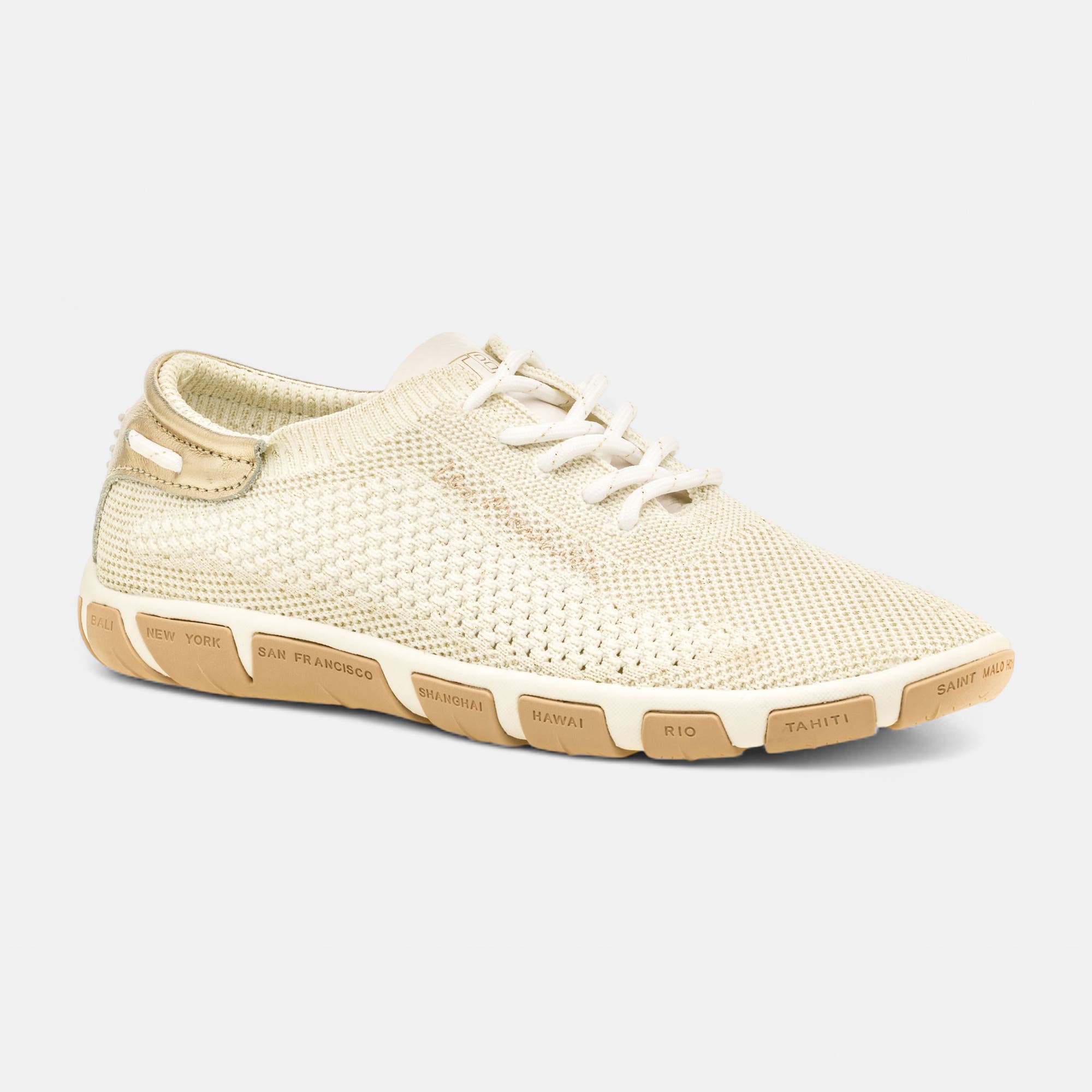 Baskets basses Femme blanc/or