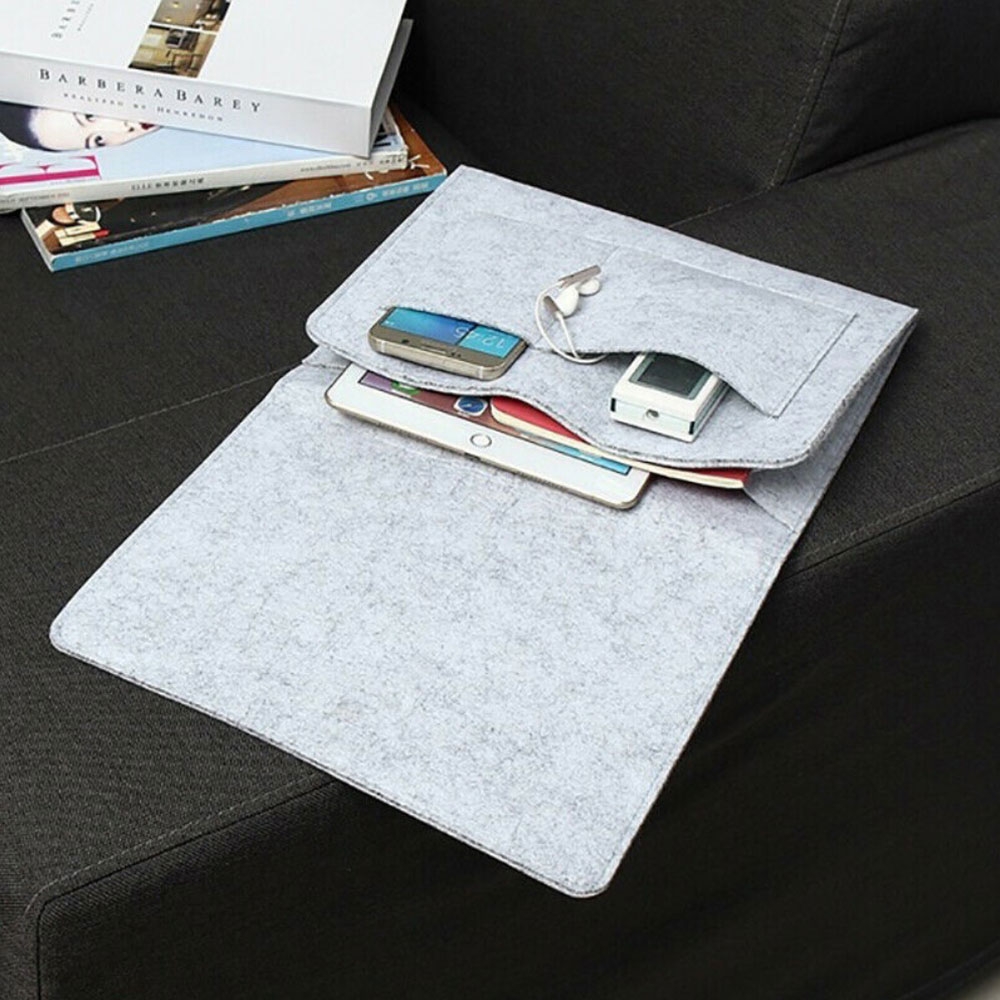 (32x20cm) Filz Sofa Organizer Betttasche Couch Hänge Halterung für Smartphones / Tablets / Zeitschriften - Dunkelgrau