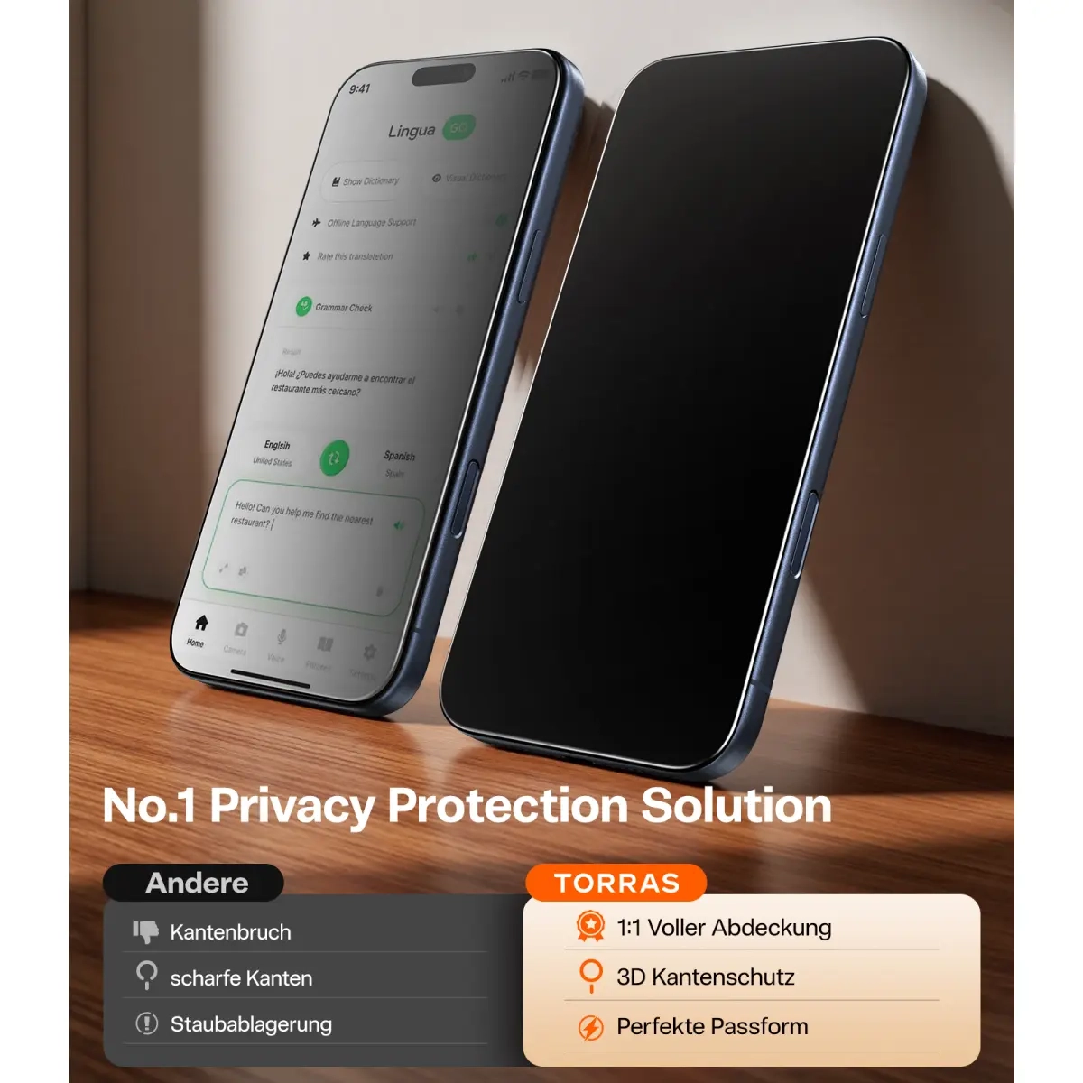 iPhone 17 Pro Install Master Privacy Panzer Glas Displayschutz Case Friendly (Anti Spy)