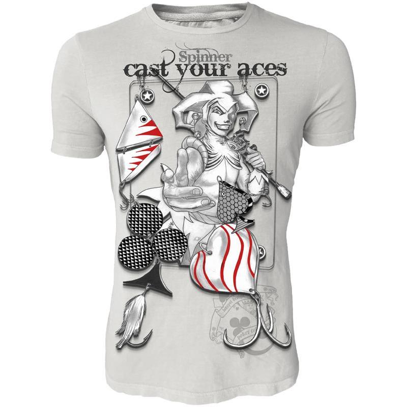 Tee Shirt Manches Courtes Homme Hot Spot Design Spinner-Cast Your Aces - Gris