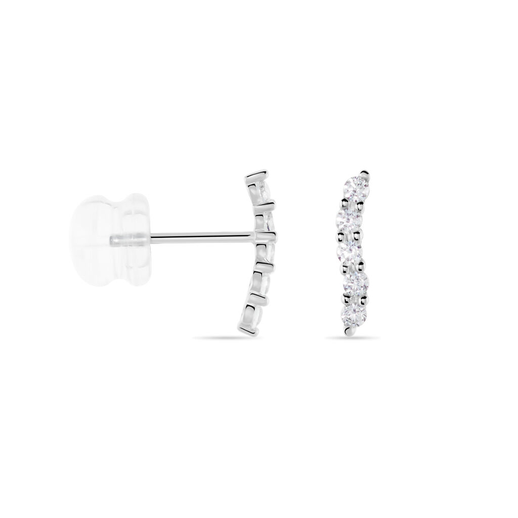 Boucles D'oreilles Puces Dahina Or Blanc Oxyde De Zirconium
