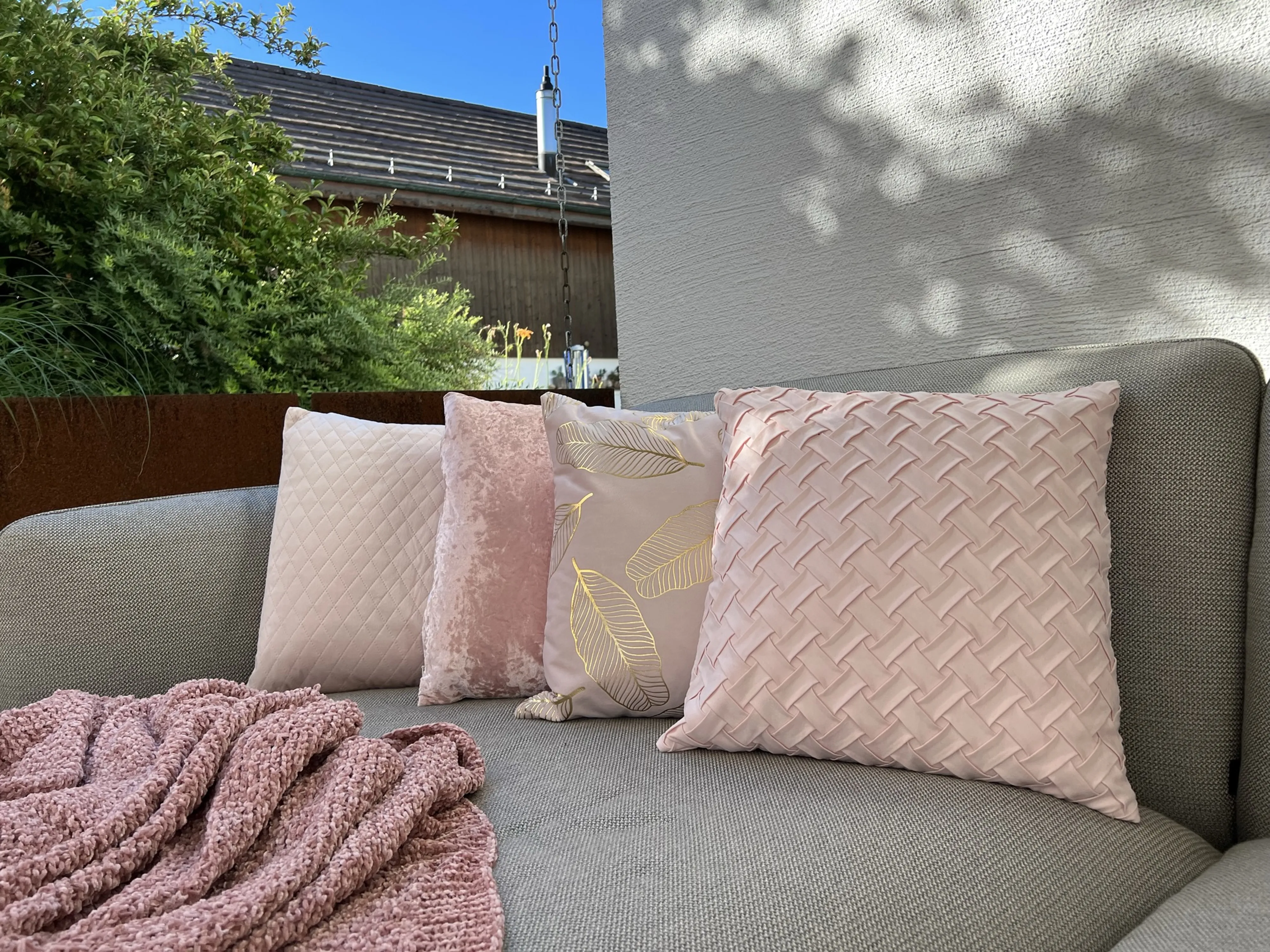 Set van 2 sierkussens HOSTA Fluweel 45 x 45 cm Roze effen