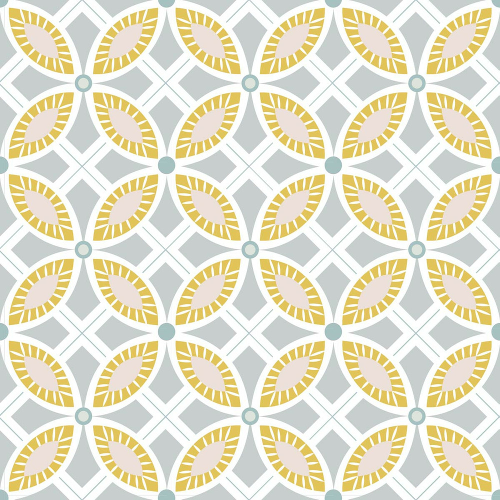 Stickers carrelage 15 x 15 cm - fleurs ocres et grises