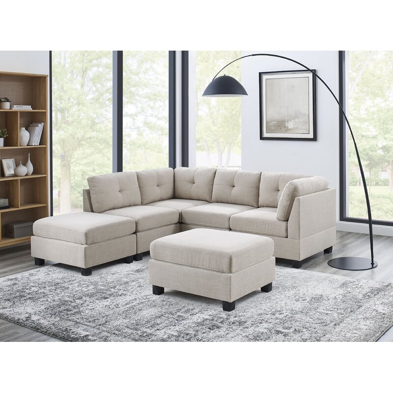 Chenault 92&prime;&prime; Wide Reversible Modular Sofa & Chaise With Ottoman