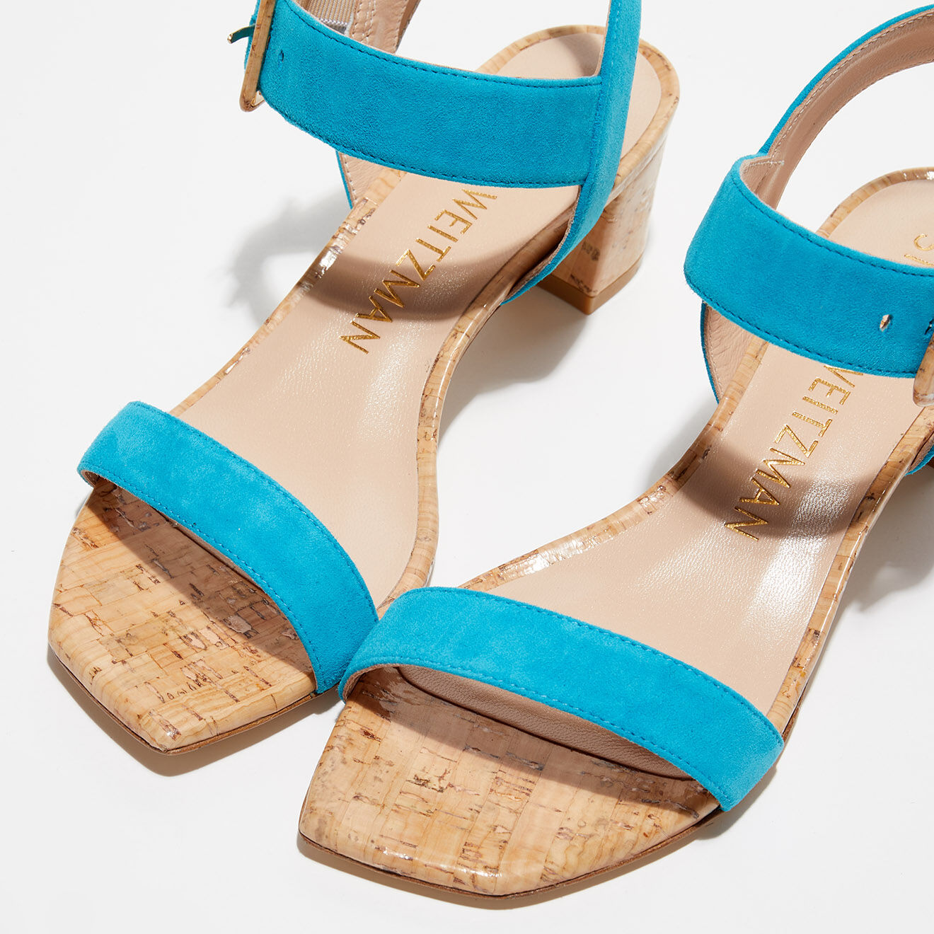 Stuart Weitzman Sandales en Velours de Cuir Alexandrine 50 caraïbe - Talon 5 cm
