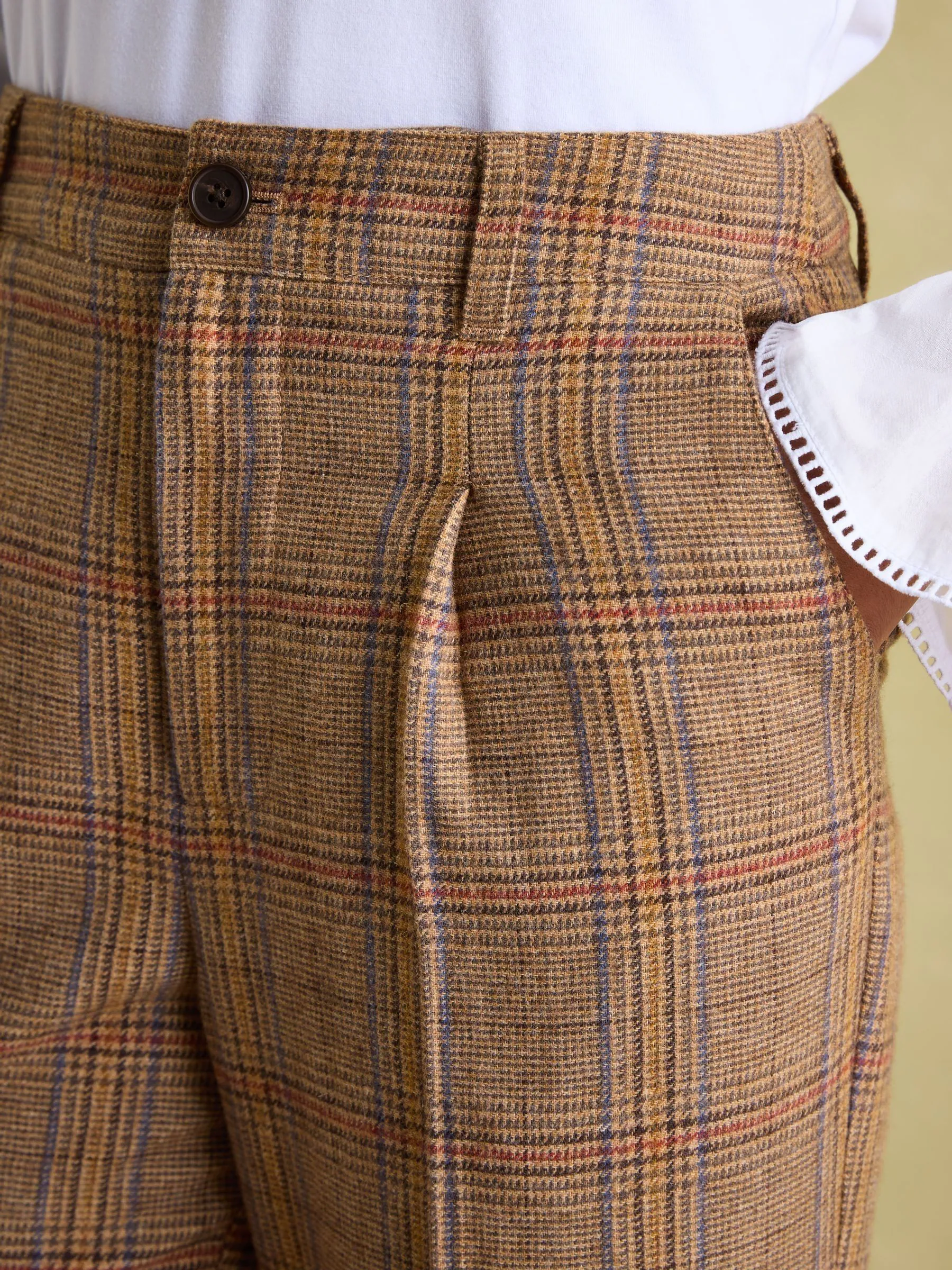 Joules Foxley tweed broek met hoog wolgehalte en wijde pijpen
