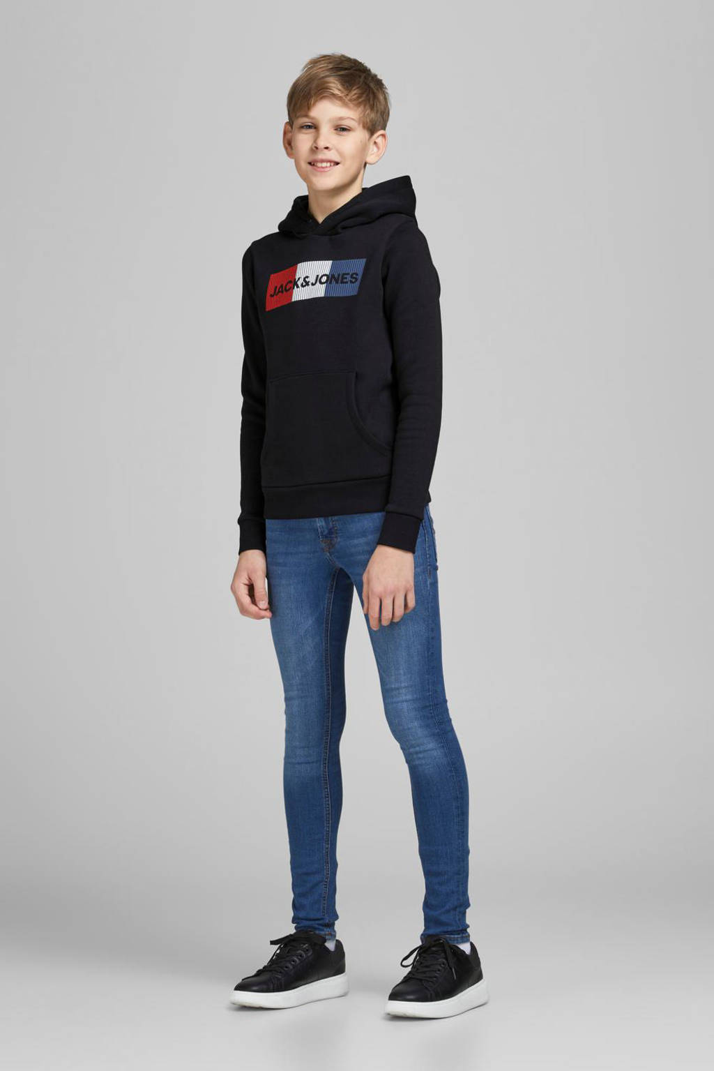 JACK & JONES hoodie JJECORP met logo zwart