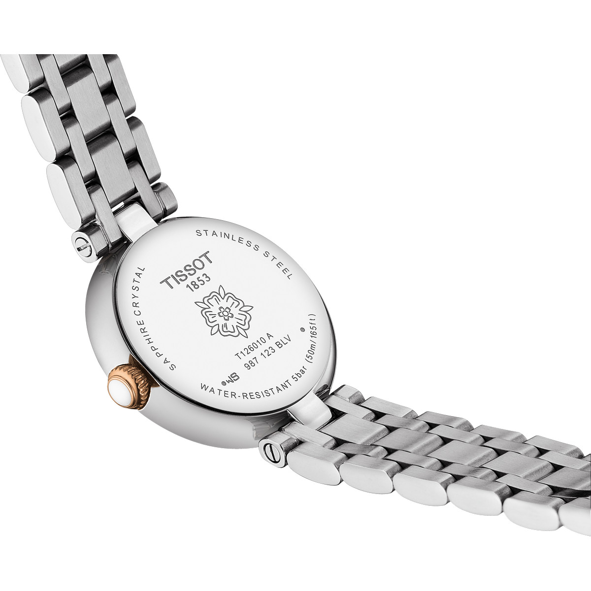 Montre Tissot femme acier bracelet acier bicolore rose