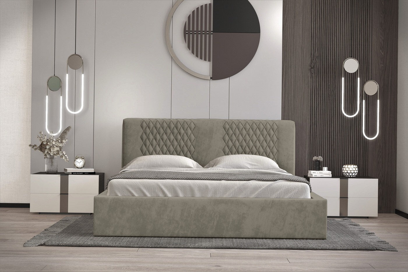 Trae Mobler Montana 160 x 200 cm Gestoffeerd Bed Taupe
