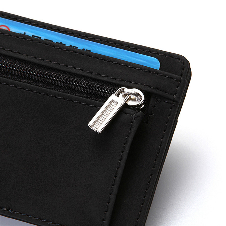 Mini Kreditkarten Leder Etui Magic Wallet Geldbörse mit 7 Fächern   Münzfach - Schwarz