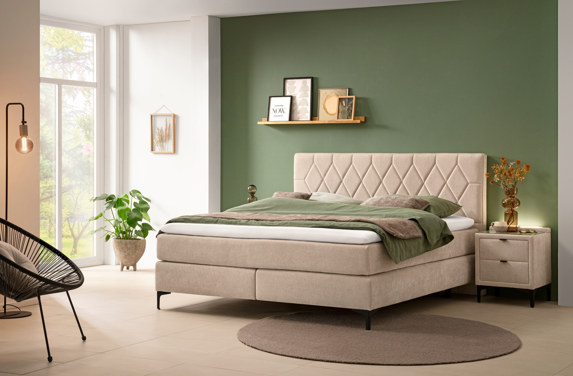 MONDO Boxspringbett RIMINI 180 x 200 cm sand