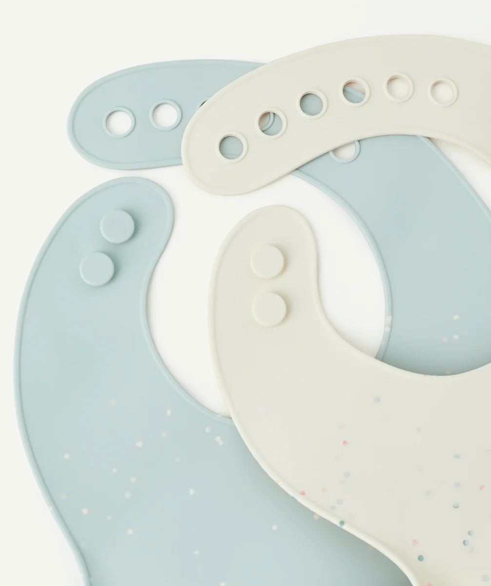 LASSIGLOT 2 BAVOIRS EN SILICONE BLEU ET BLANC