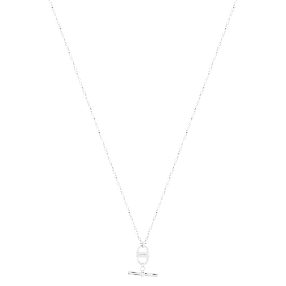Collier argent 925, motif maille marine et T/bar. Longueur 45cm