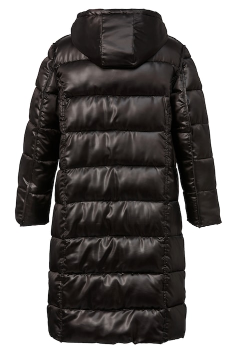 Wende-Steppmantel, Straight Fit, Leo/uni, Kapuze, 2-Wege-Zipper, Langarm