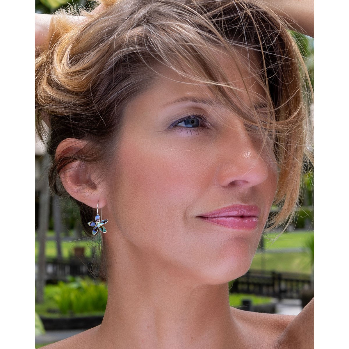 Boucles d'Oreille Fleur en Nacre Abalone & Argent 925 - Aden Boutique