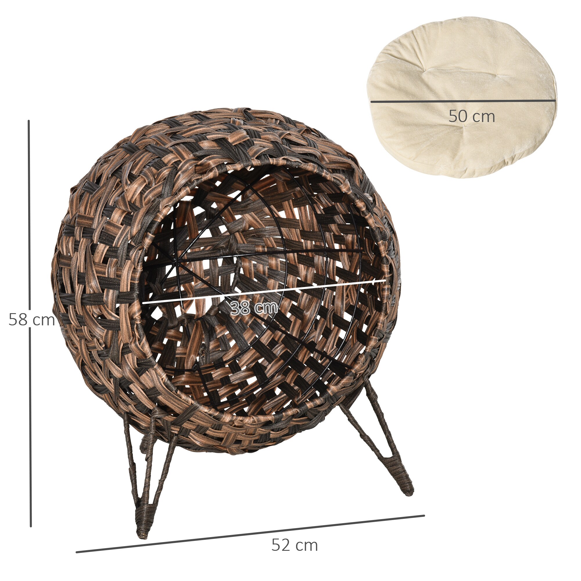 PawHut Katzenhaus braun Ø52 x 58 cm