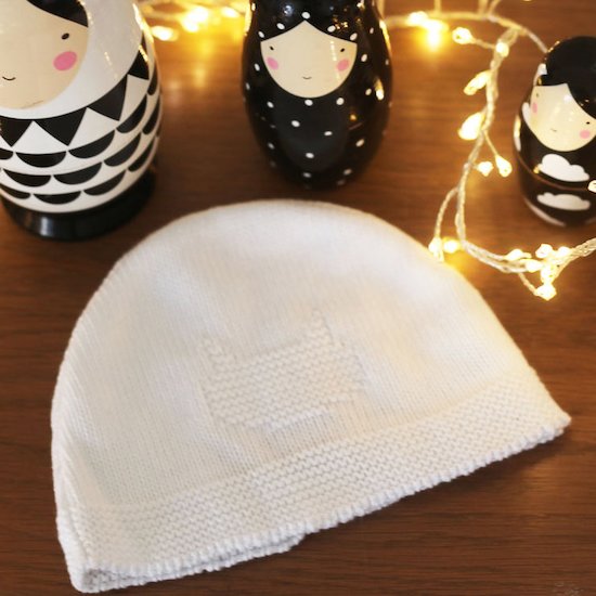 Bonnet Tricot Petits Chats   Blanc        3 mois   de               La Manufacture de Layette