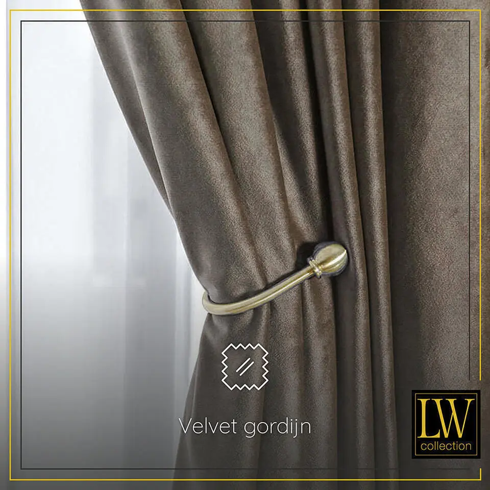 LW Collection Gordijnen bruin 245x290CM met haakjes Velvet 1 stuk