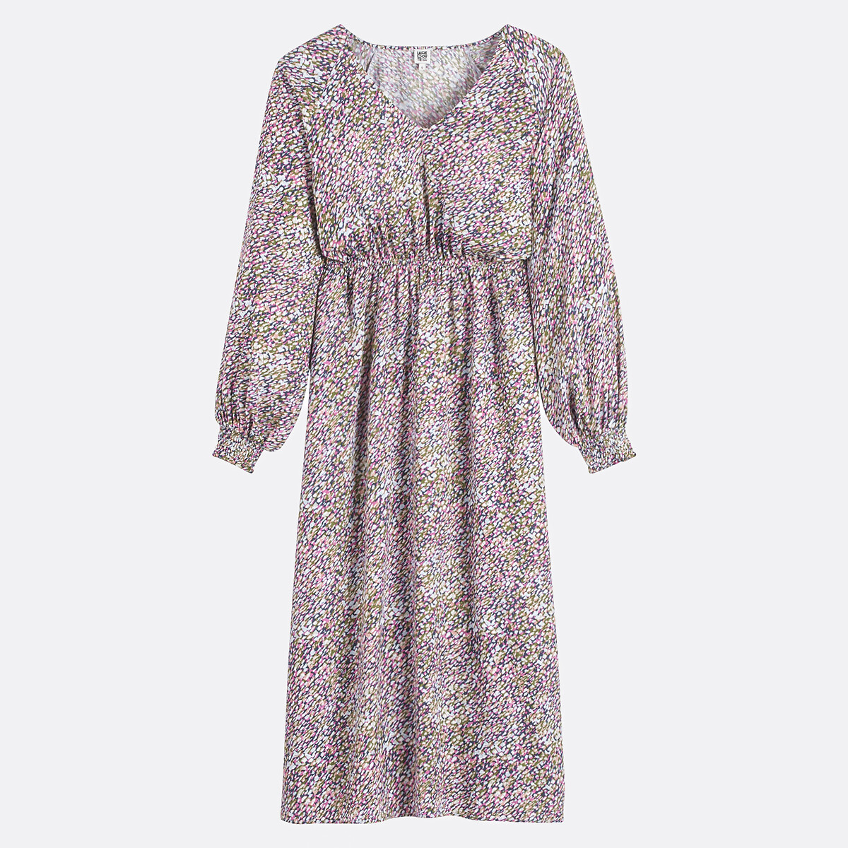 COLEÇÕES LA REDOUTE<br>Vestido longo com decote em V e estampa
