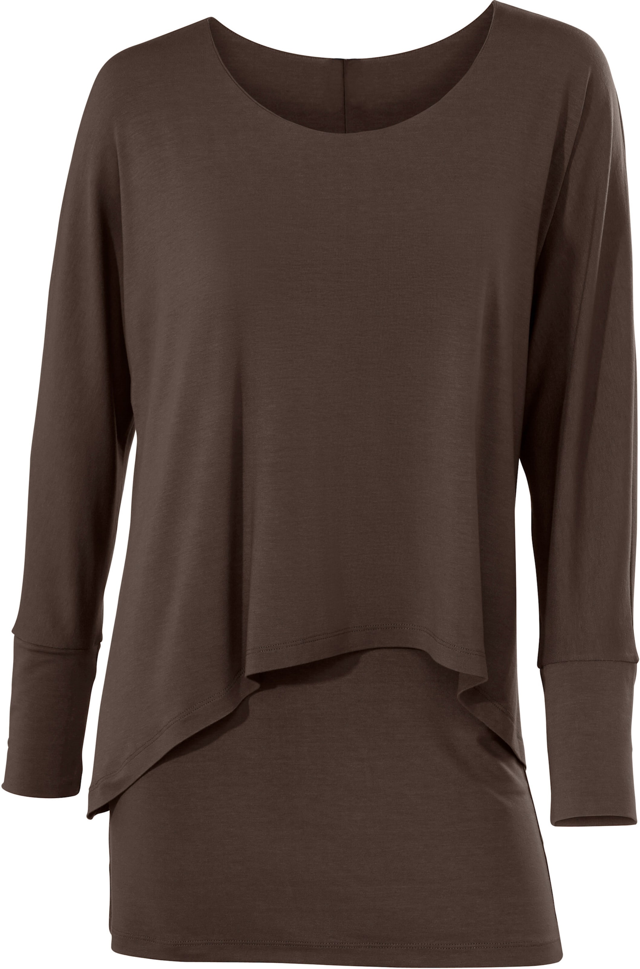 heine Rundhals-Shirt in schokobraun