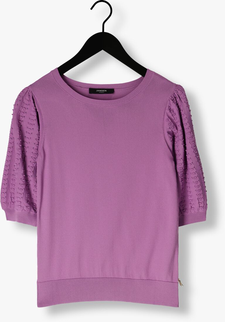 JANSEN AMSTERDAM paarse jansen amsterdam top k136 knitted top 3/4 puffed sleeve