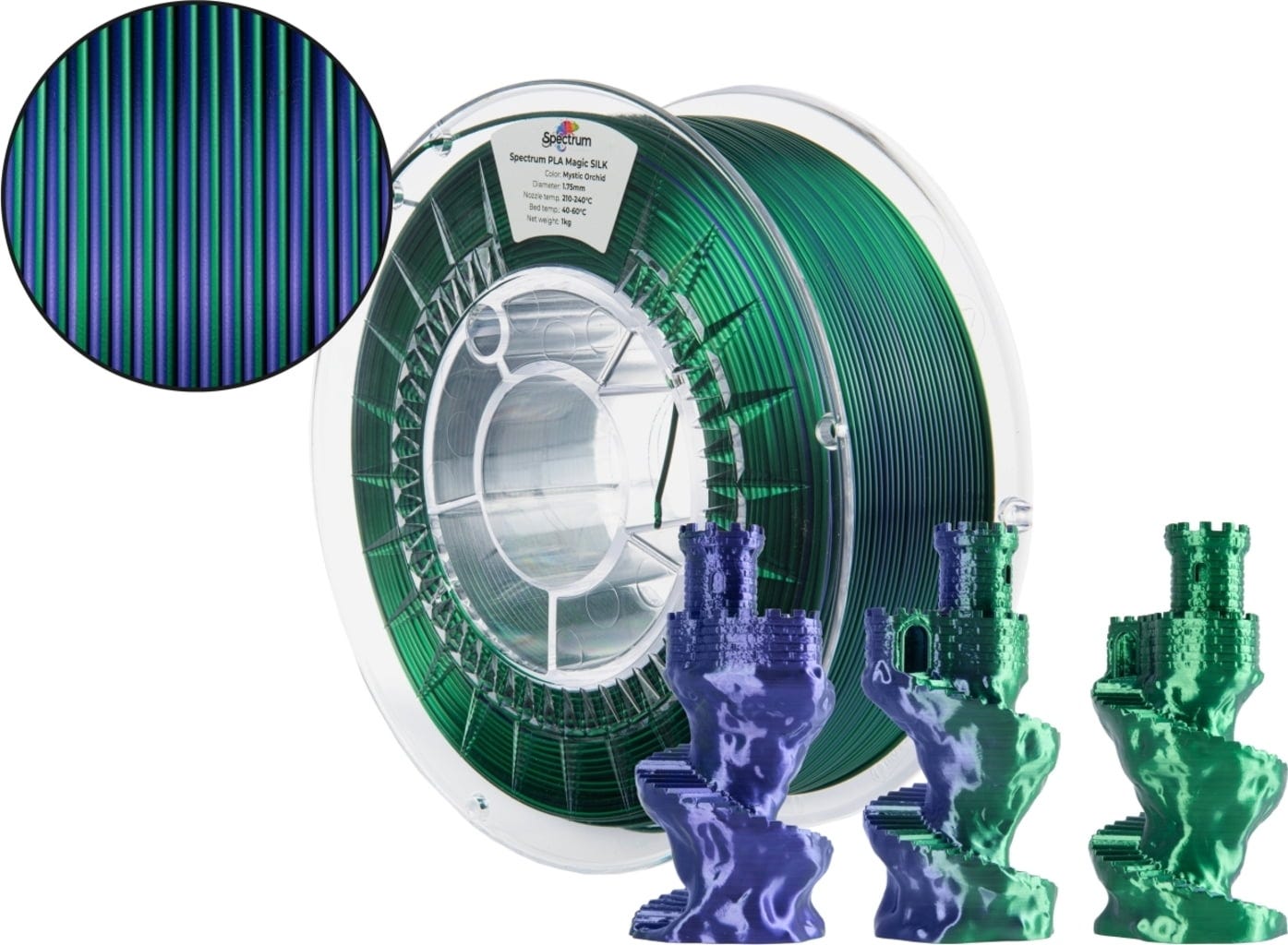 Spectrum  PLA Magic Silk Mystic Orchid, 1,75 mm / 1000 g    Seidiges PLA Finish in Mystic Orchid