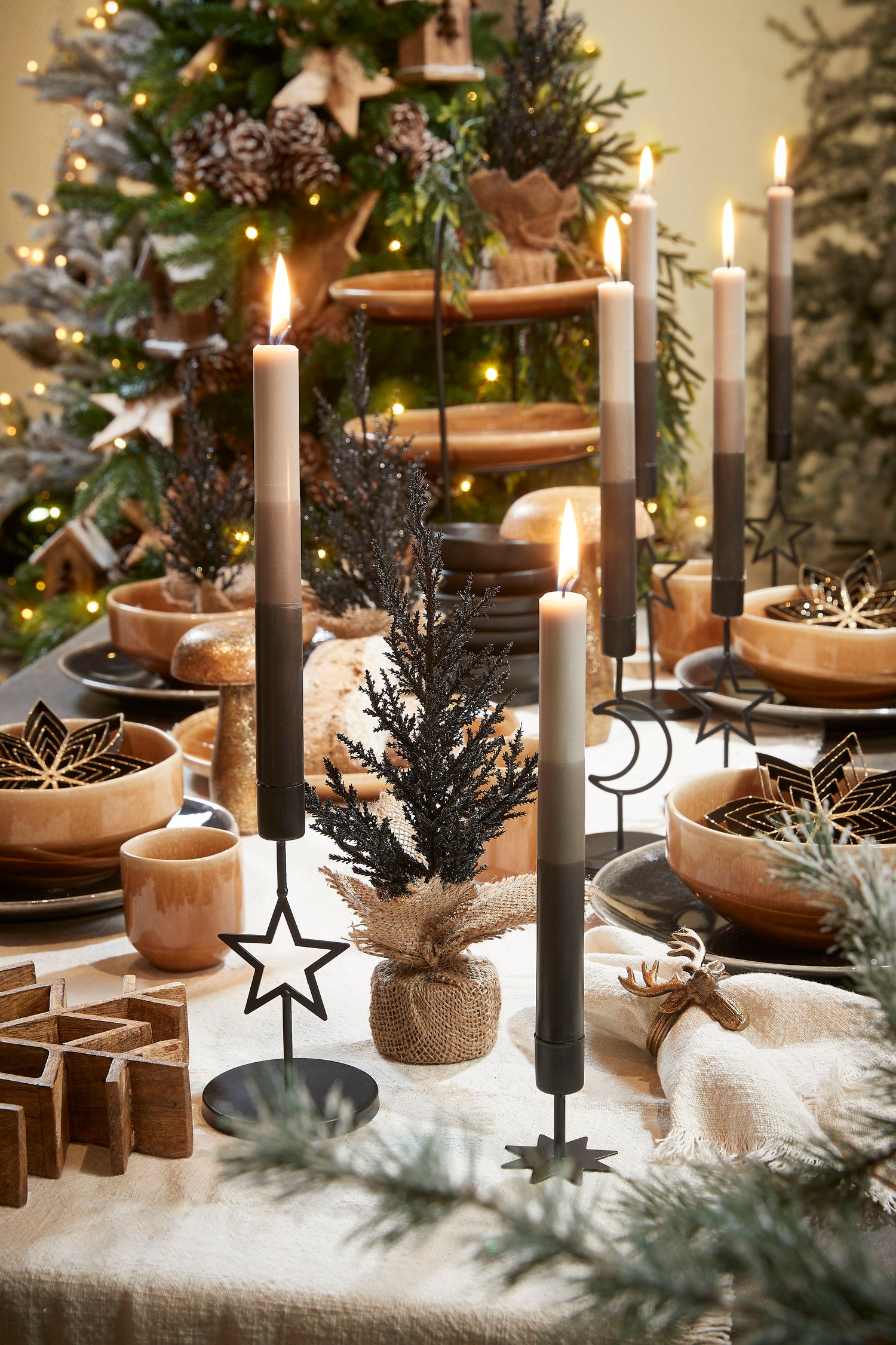 House of Seasons kandelaar zwart D 9 H 21 cm