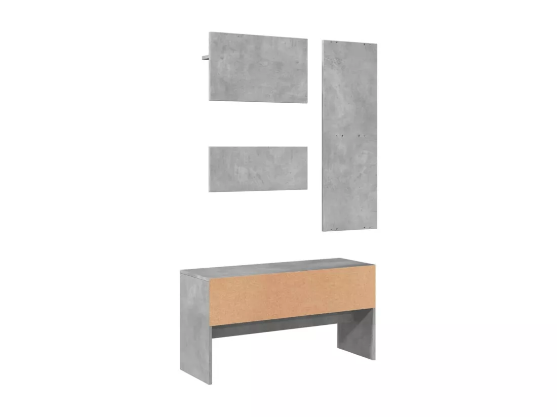 Ensemble de meubles de couloir 4 pcs gris béton bois ingénierie