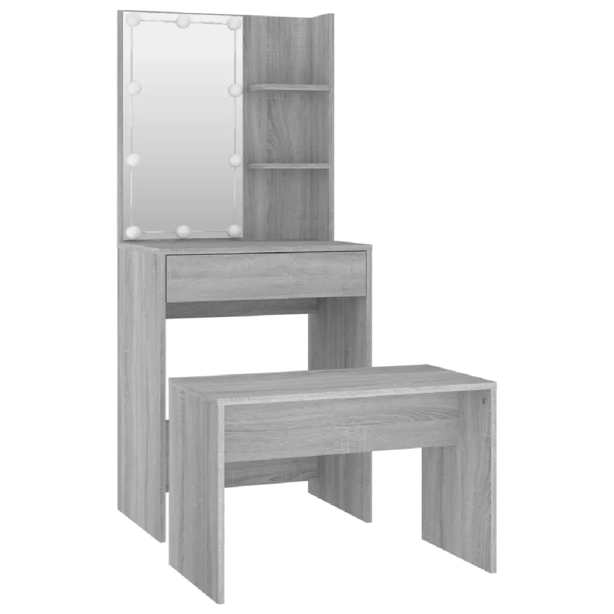 Ensemble de coiffeuse Helloshop26 avec LED - Gris