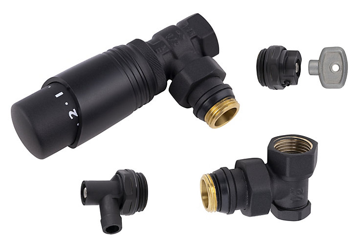 Kit robinet pour radiateur thermostatique 15x21 noir