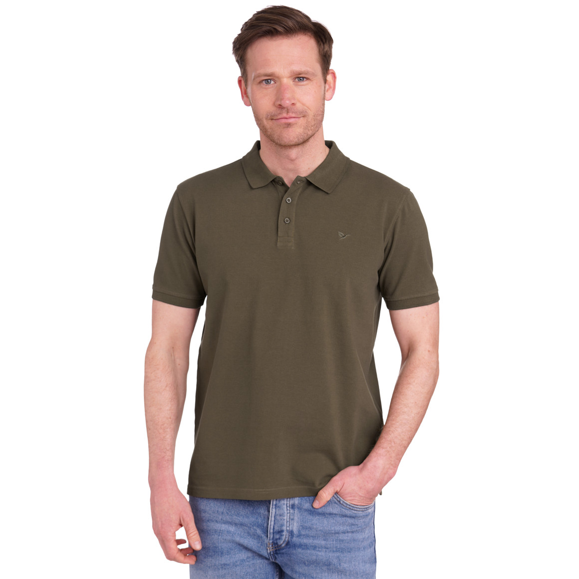 Jonas Nielsen Herren Poloshirt unifarben oliv