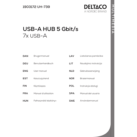 Deltaco USB-A hub 7-port - grå