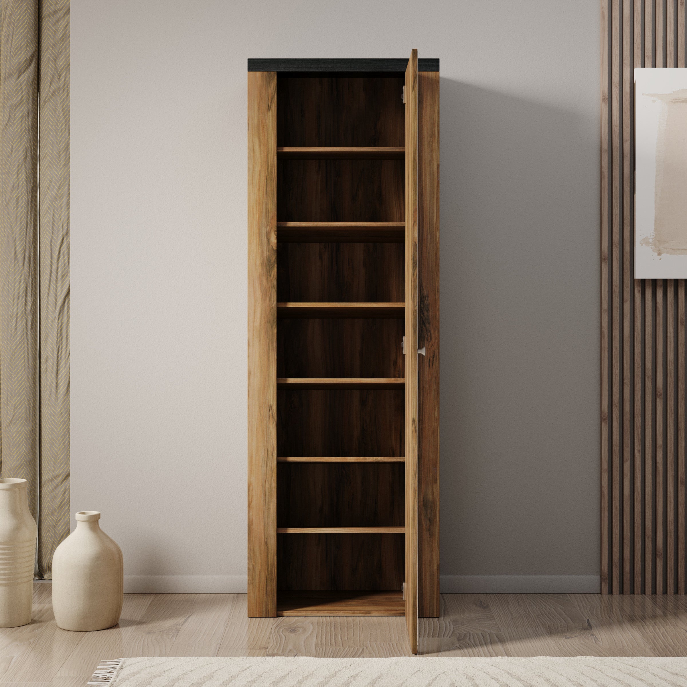 Linford - Schoenenkast 7 vakken - Donker eiken - 65x34x190 cm