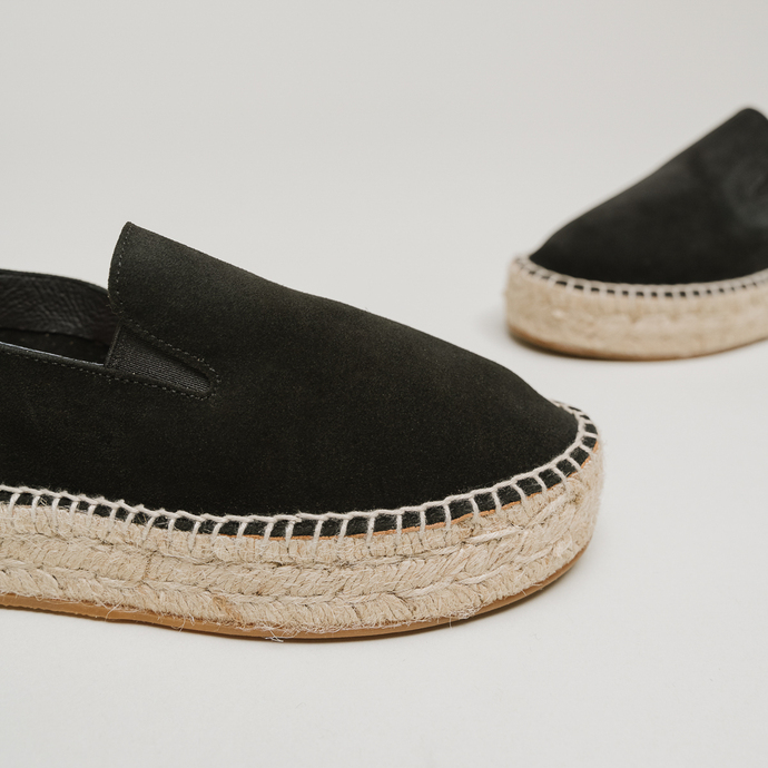 Espadrilles compensées  en croute noir