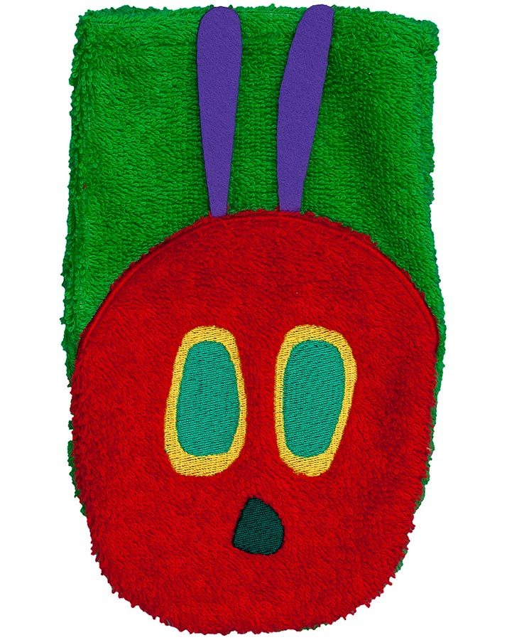 Spiel-Waschhandschuh RAUPE NIMMERSATT in grün/rot