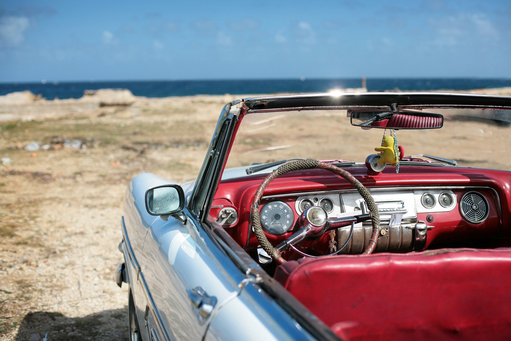 Akustikbild OLDTIMER AM STRAND 80x120cm, 7kg