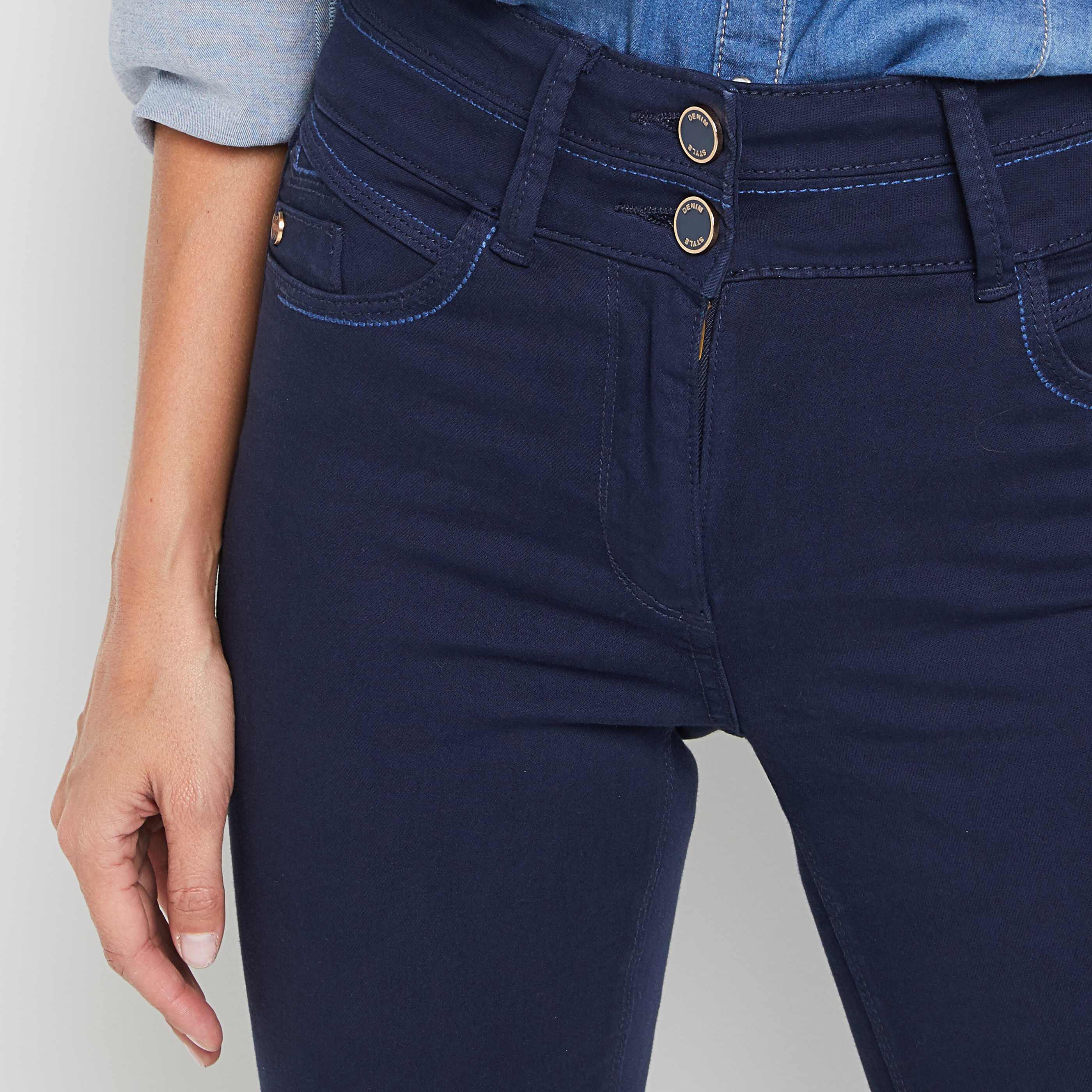 Jean slim taille haute BOSTON femme - MARINE