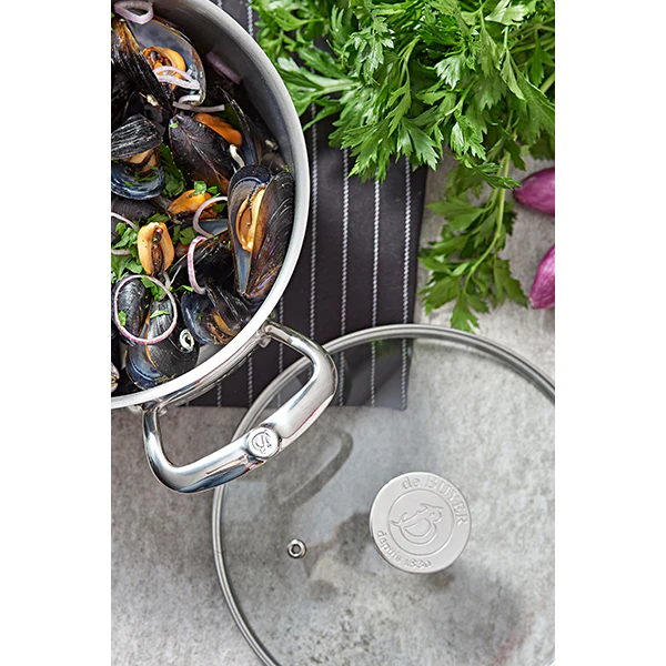 Couvercle en verre cerclé inox 18 cm De Buyer