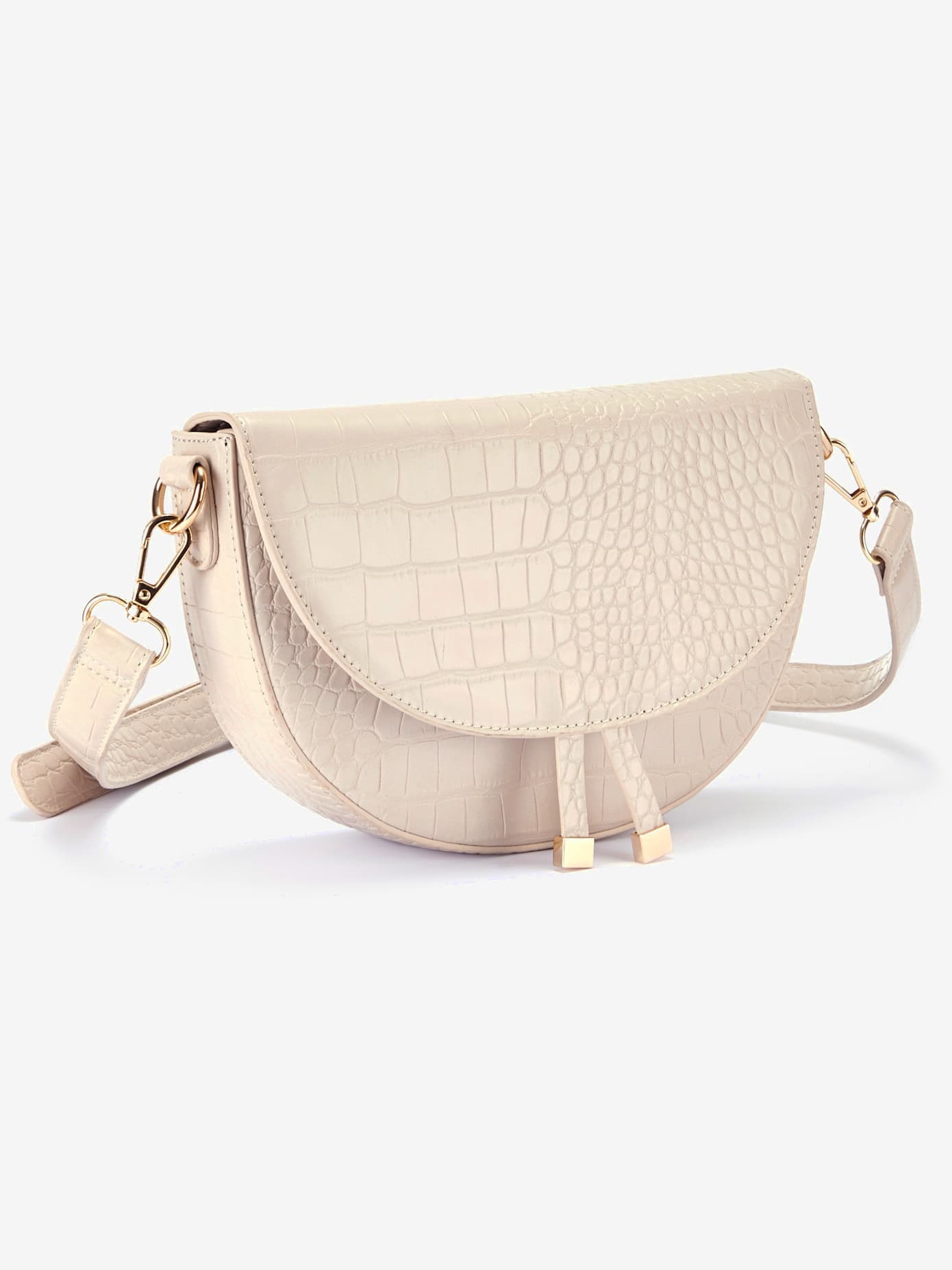 Sac en bandoulière sac à main imitation croco tendance aux détails couleur or